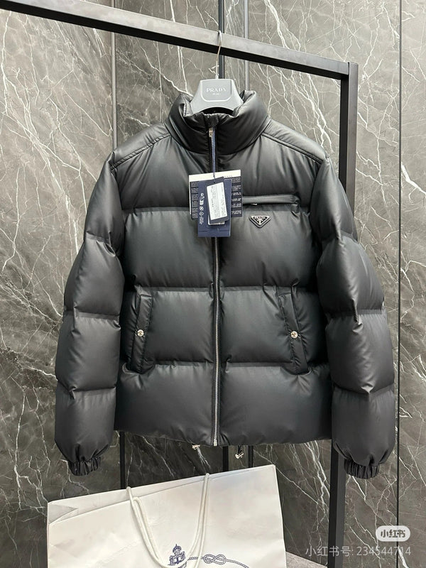 Prada 25 Down Jacket Black And Grey Polyester 291391