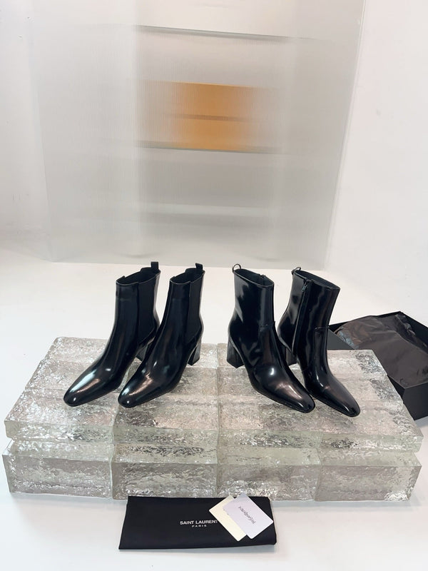 YSL 25 Short Boot Black Cowhide 522265