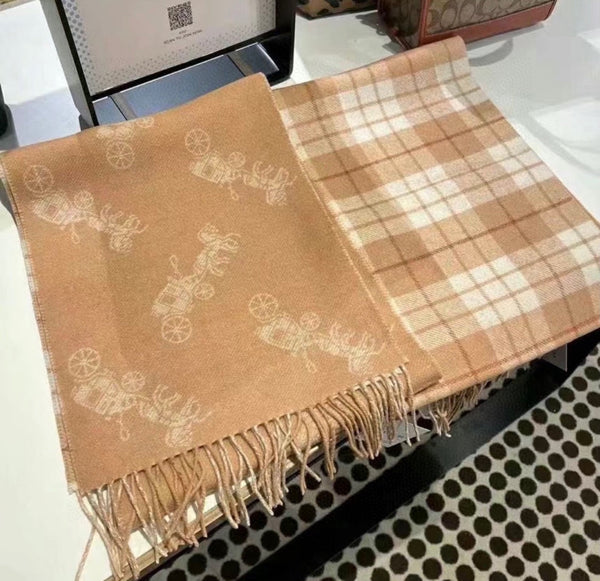 SCIARPA CLASSICA 190 CM IN LANA BEIGE CUOIO 375278