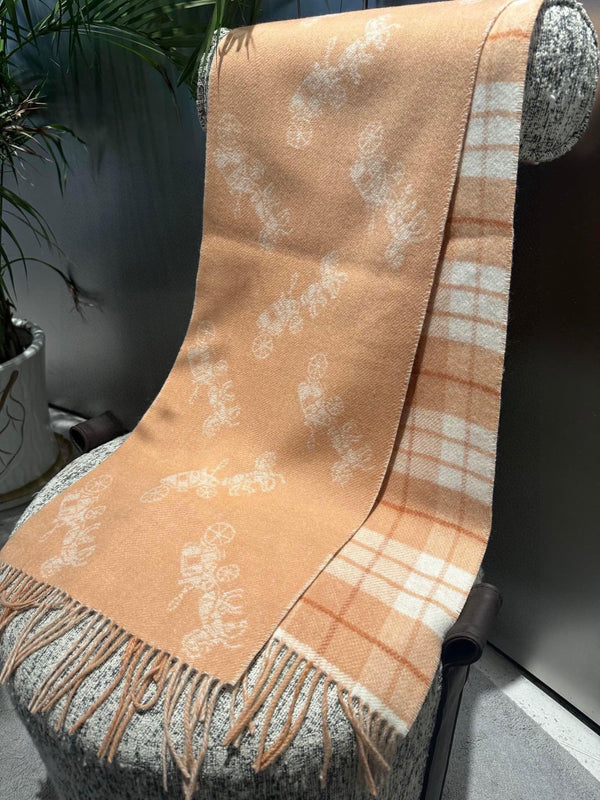 SCIARPA CLASSICA 190 CM IN LANA BEIGE CUOIO 375278
