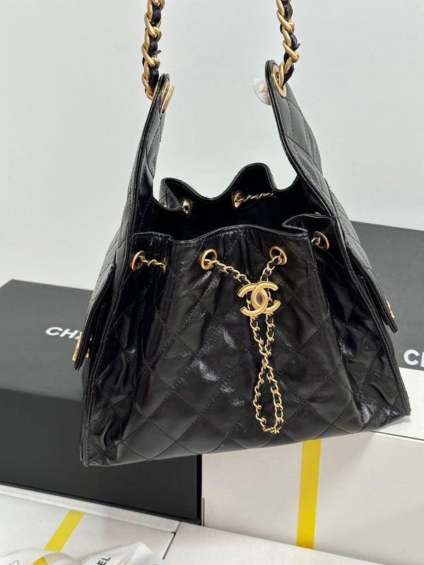 CC 25C Hobo Bag 30cm Black Lambskin