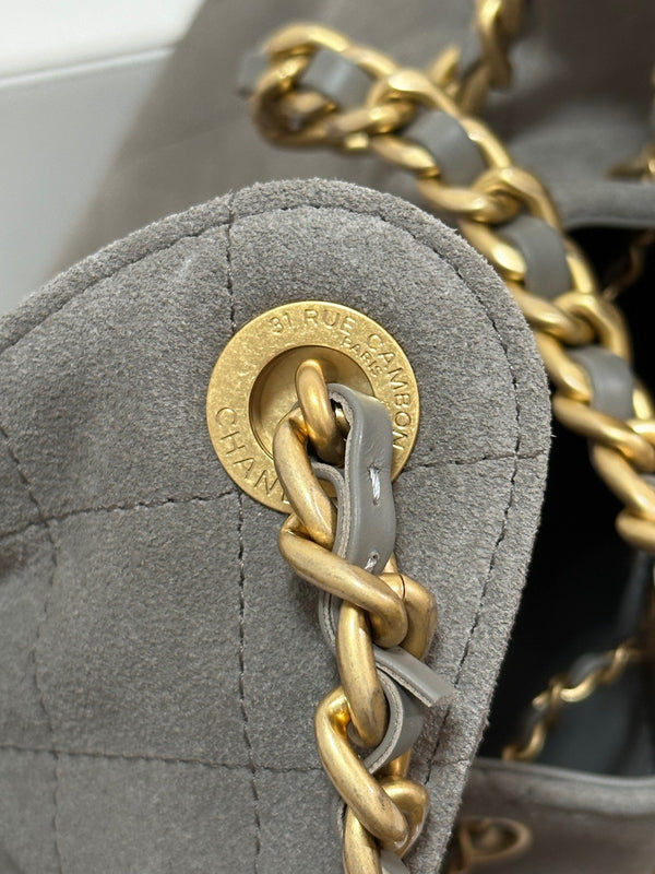 CC 25C Borsa Hobo 30cm Pelle Scamosciata Grigio Caldo 243557