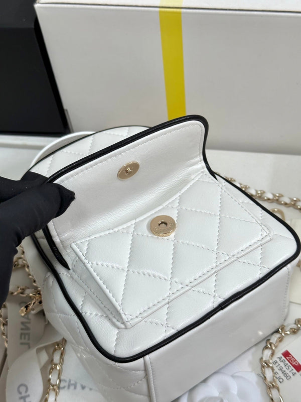 CC 25P Mini Backpack 18 White Black Lambskin Gold Hardware 243521