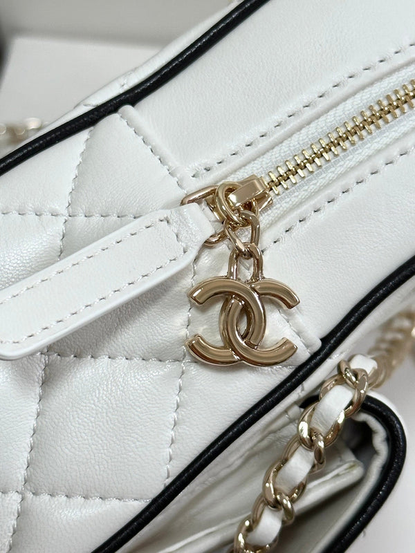 CC 25P Mini Backpack 18 White Black Lambskin Gold Hardware 243521