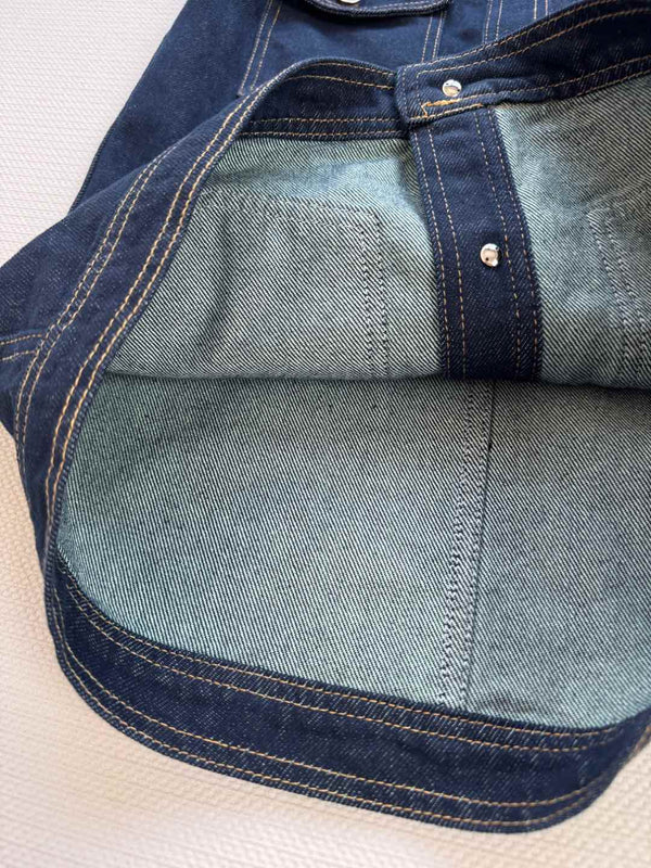 CC 25 Vest Jacket Blue Denim Fabric