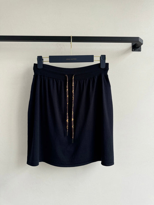LV Knitted Skirt Black Cotton Wool