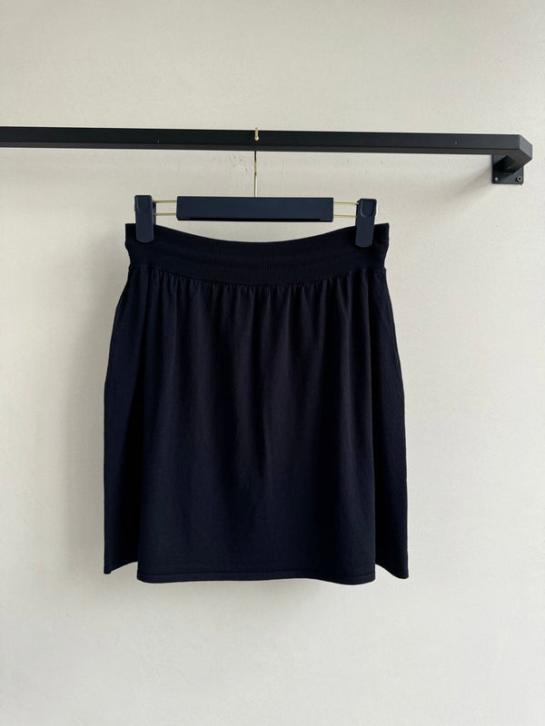 LV Knitted Skirt Black Cotton Wool