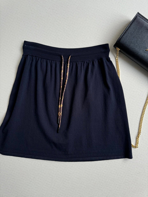 LV Knitted Skirt Black Cotton Wool
