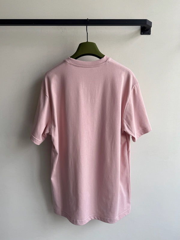 Gucci Embroidered Roses Short-sleeved T-shirt Pink Cotton