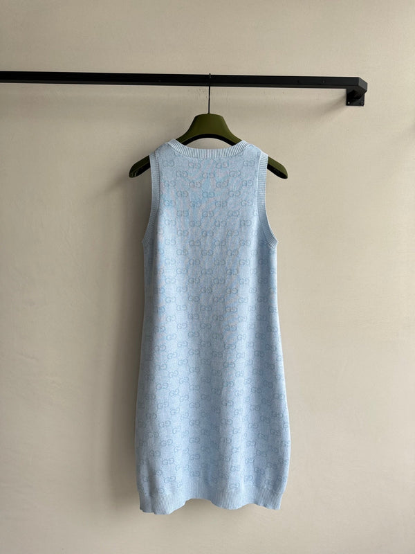 Gucci Knitted Dress Blue Cotton