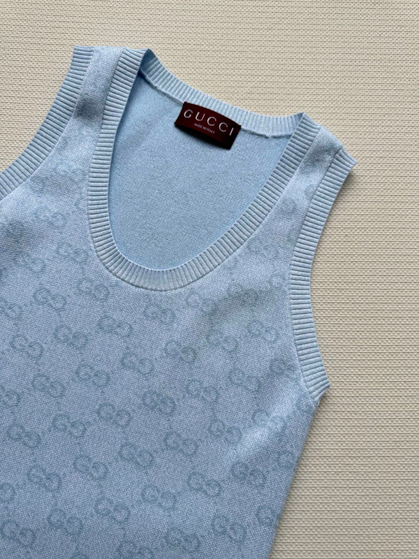 Gucci Knitted Dress Blue Cotton