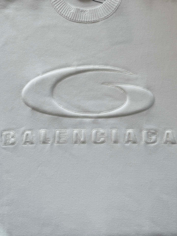 Balenciaga 25 Ripped knit sweater White Wool 0019