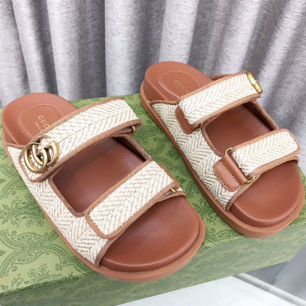 GG  Rubber Sole Logo Sandals Brown