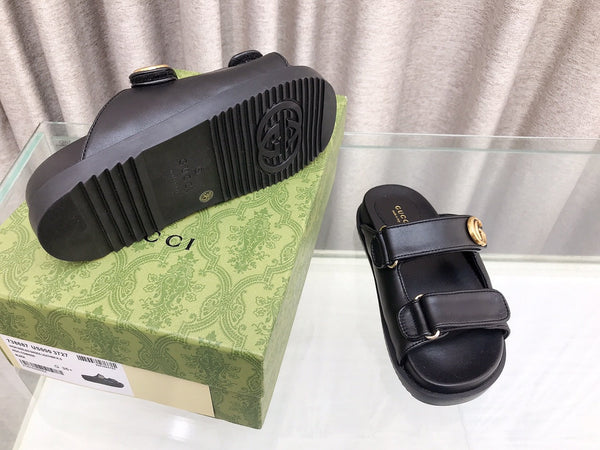 GG  Rubber Sole Logo Sandals Black