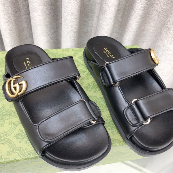 GG  Rubber Sole Logo Sandals Black