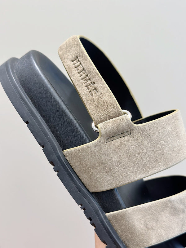 SANDALO HM GENIUS IN CAMOSCIO GRIGIO CHIARO