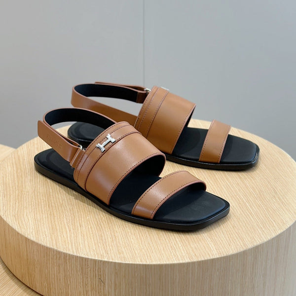 SANDALO BASSO HM HENRIO IN PELLE DI VITELLO CARAMELLO