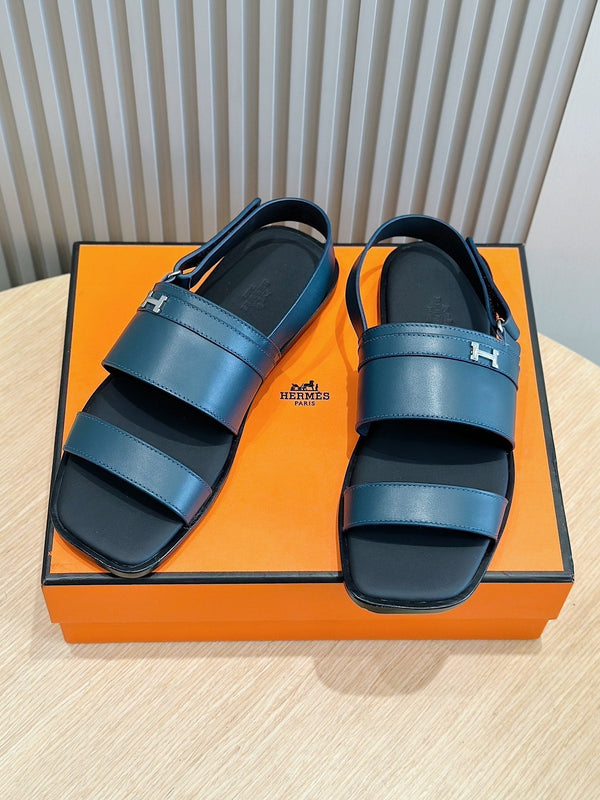 HM HENRIO FLAT SANDAL AEGEAN CALFSKIN
