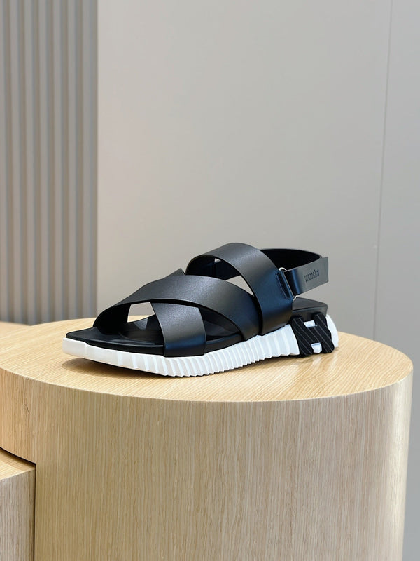 SANDALO HM ELECTRIC IN PELLE DI VITELLO NERA E BIANCA