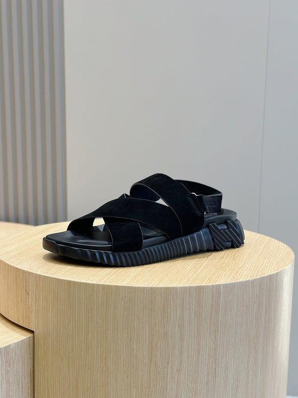 HM ELECTRIC SANDAL BLACK SUEDE AND CALFSKIN