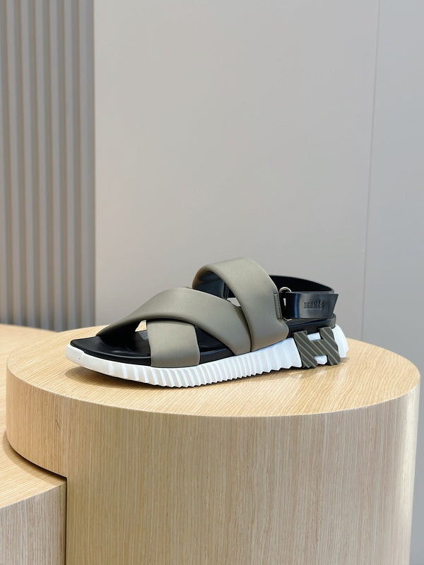 HM ELECTRIC SANDAL MOSS FABRIC AND CALFSKIN