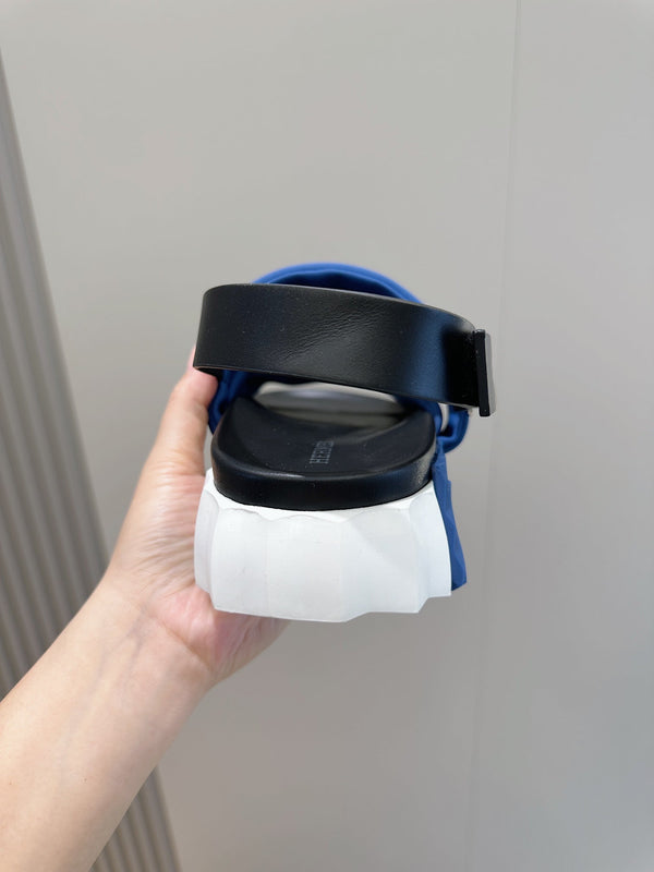 SANDALO HM ELECTRIC IN TESSUTO COBALTO E PELLE DI VITELLO