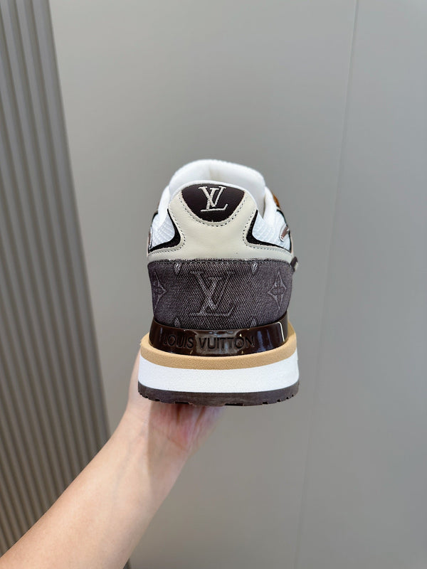 LV RUN AWAY SNEAKERS IN BROWN MESH FABRIC AND SUEDE