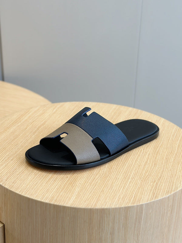 HM IZMIR SANDAL NAVY AND GRAY CALFSKIN