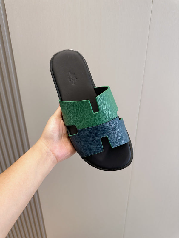 HM IZMIR SANDAL OCEAN AND NAVY CALFSKIN