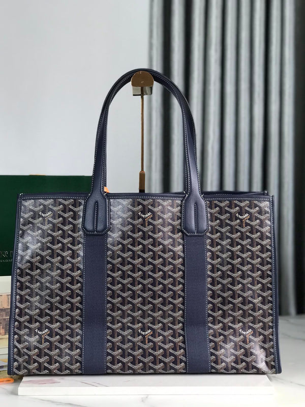 GOYA VILLETTE TOTE 45 IN NAVY BLUE GOYARDINE CANVAS