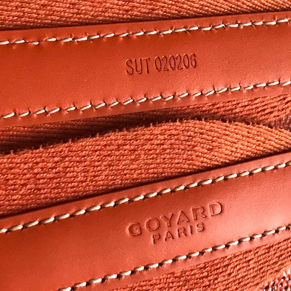 CASSETTE TRUNK BAG 21 IN RED GOYARDINE CANVAS & CLAMECY COWHIDE