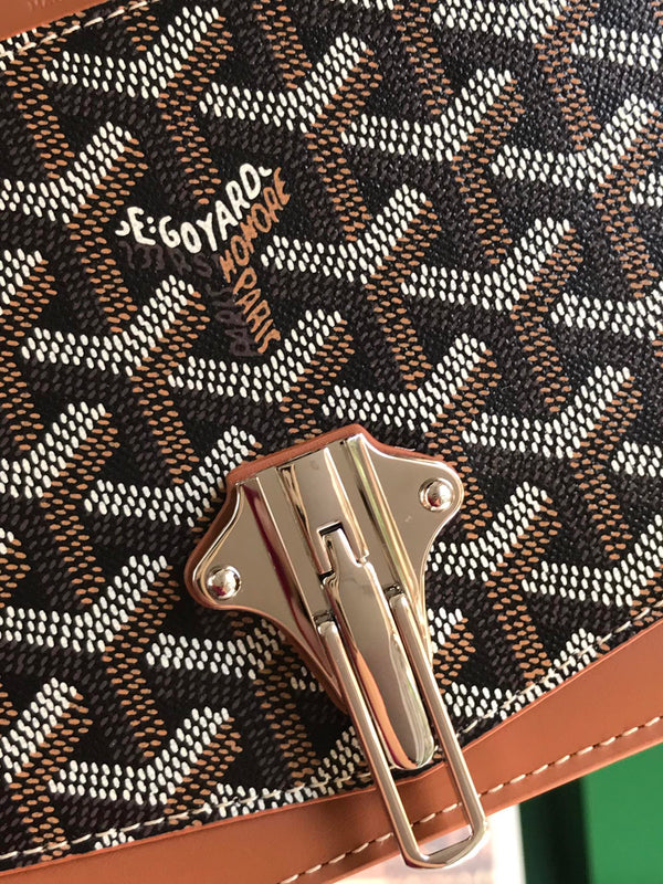 DUCHESSE MARIE-CAROLINE BAG 25 IN BLACK GOYARDINE CANVAS AND TAN SMOOTH CALFSKIN