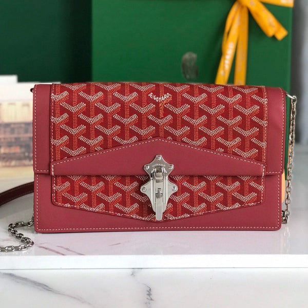 DUCHESSE MARIE-CAROLINE BAG 25 IN RED GOYARDINE CANVAS AND SMOOTH CALFSKIN