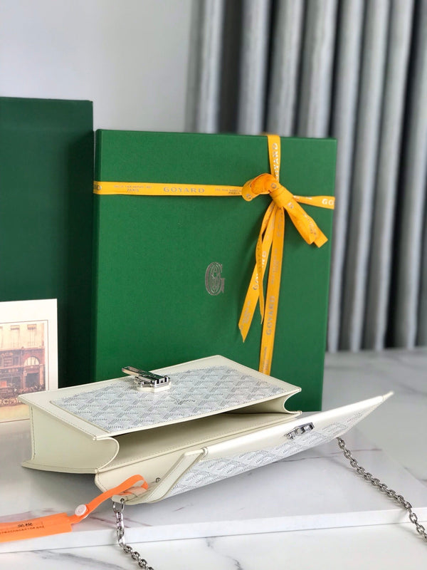 DUCHESSE MARIE-CAROLINE BAG 25 IN WHITE GOYARDINE CANVAS AND SMOOTH CALFSKIN