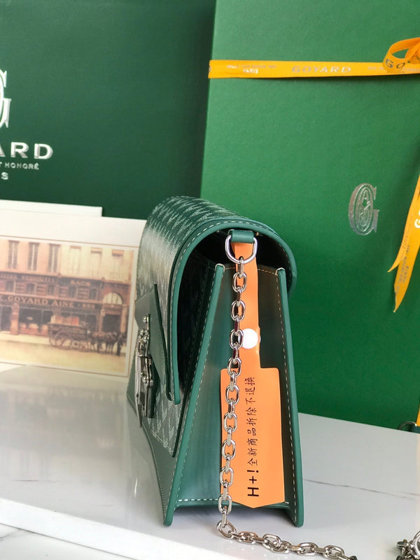 DUCHESSE MARIE-CAROLINE BAG 25 IN GREEN GOYARDINE CANVAS AND SMOOTH CALFSKIN