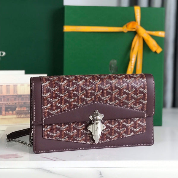 DUCHESSE MARIE-CAROLINE BAG 25 IN WINE RED GOYARDINE CANVAS AND SMOOTH CALFSKIN