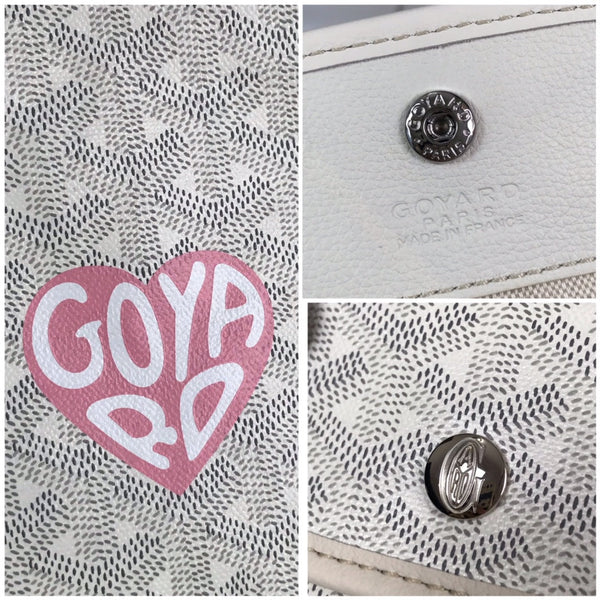 ANJOU MINI BAG 20 IN WHITE CALFSKIN AND GOYARDINE CANVAS