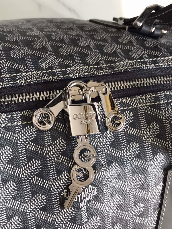 BOSTON 50 BAG IN GRAY GOYARDINE CANVAS AND CALFSKIN TRIM