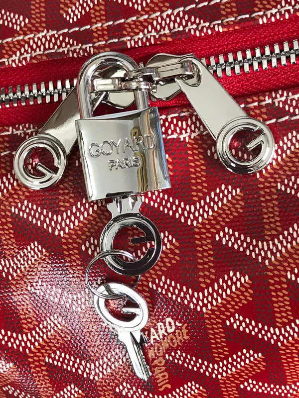 BOSTON 50 BAG IN RED GOYARDINE CANVAS AND CALFSKIN TRIM