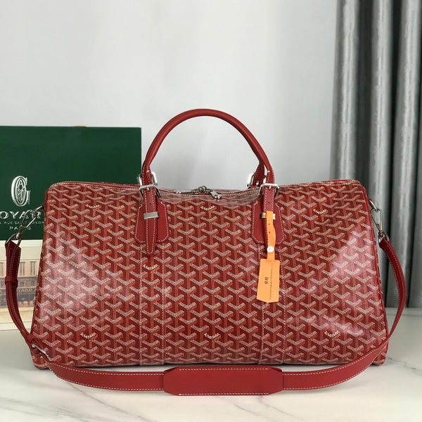 BOSTON 50 BAG IN RED GOYARDINE CANVAS AND CALFSKIN TRIM