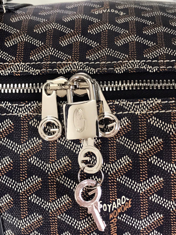 BOSTON 50 BAG IN NAVY BLUE GOYARDINE CANVAS AND CALFSKIN TRIM