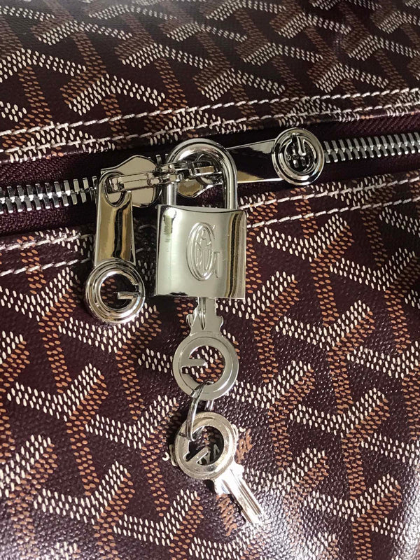 BOSTON 50 BAG IN WINE RED GOYARDINE CANVAS AND CALFSKIN TRIM