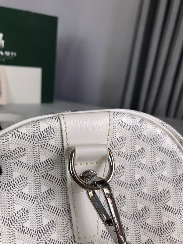 BOSTON 50 BAG IN WHITE GOYARDINE CANVAS AND CALFSKIN TRIM