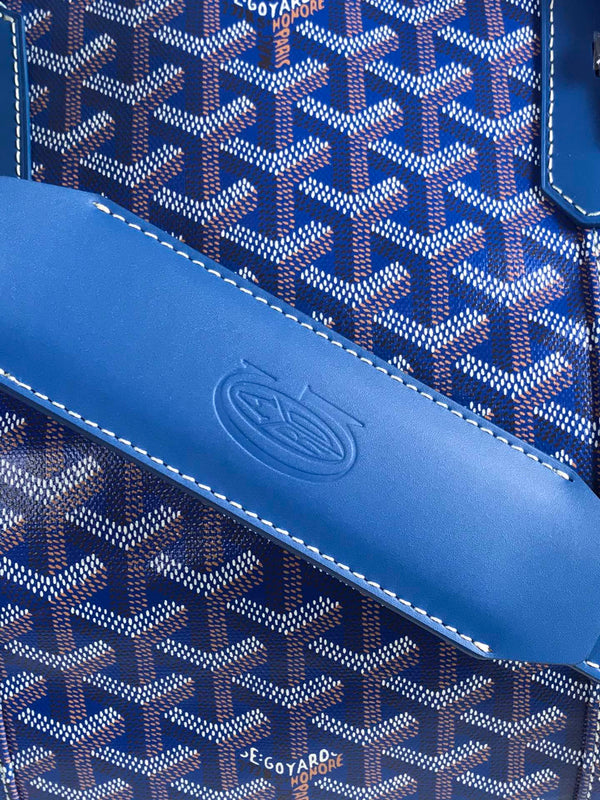 BOSTON 50 BAG IN SAPPHIRE BLUE GOYARDINE CANVAS AND CALFSKIN TRIM