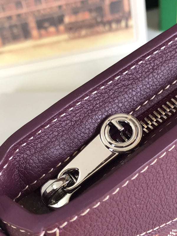 HIRONDELLE BAG 25 IN WINE RED LAMBSKIN AND GOYARDINE CANVAS