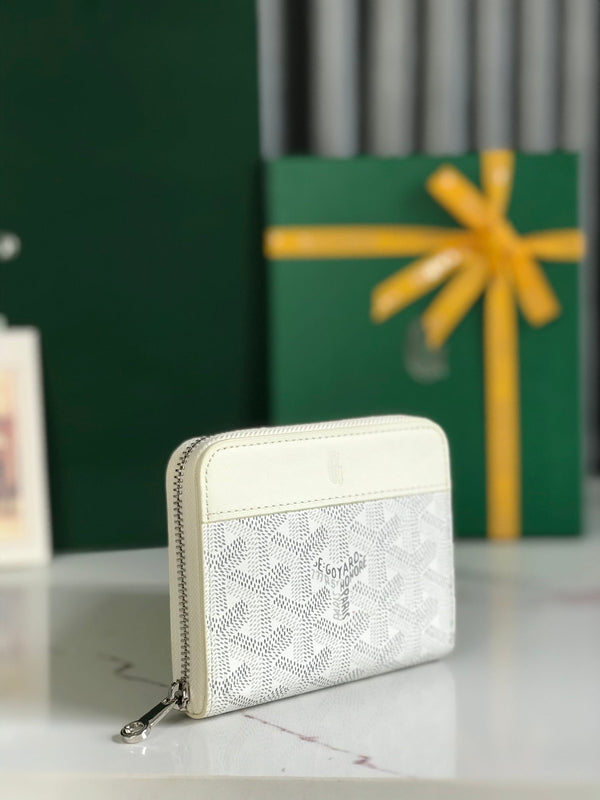 MATIGNON MINI WALLET 11 IN WHITE GOYARDINE CANVAS AND CALFSKIN