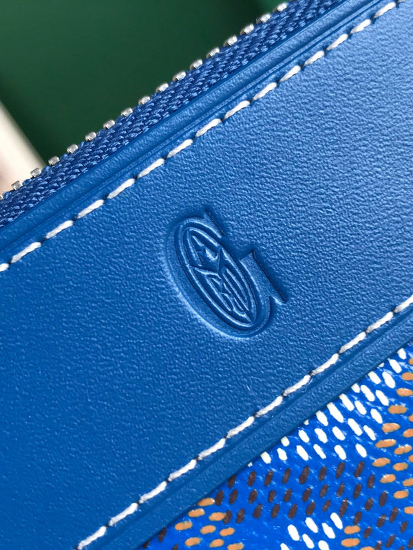 MATIGNON MINI WALLET 11 IN SAPPHIRE BLUE GOYARDINE CANVAS AND CALFSKIN