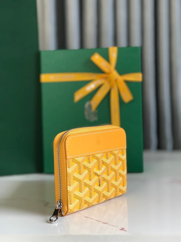 MATIGNON MINI WALLET 11 IN YELLOW GOYARDINE CANVAS AND CALFSKIN
