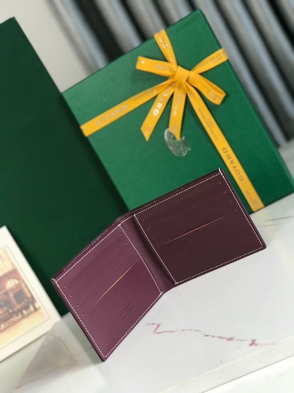 Goyard Victoire Wallet 11cm Burgundy Canvas & Cafskin