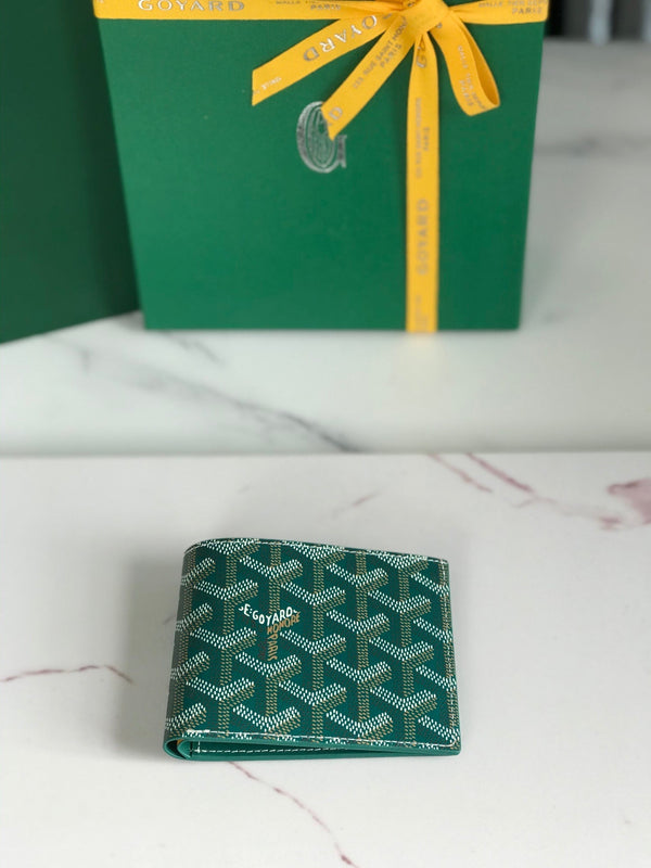 Goyard Victoire Wallet 11cm Green Canvas & Cafskin